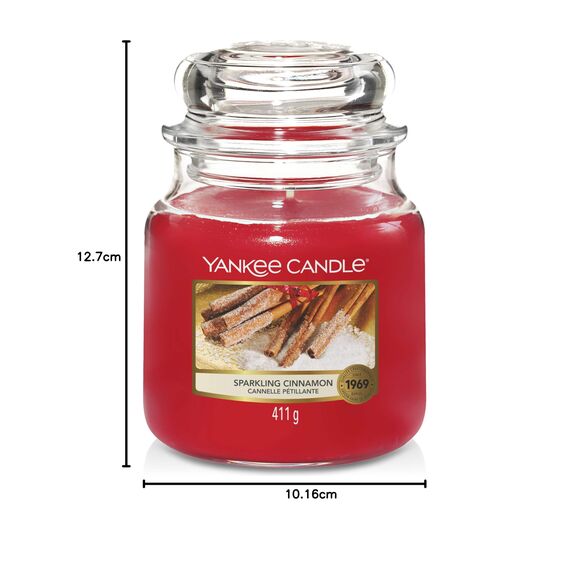 Yankee Candle Duftkerze im Glas (mittelgroß) | Sparkling Cinnamon | Brenndauer bis zu 75 Stunden