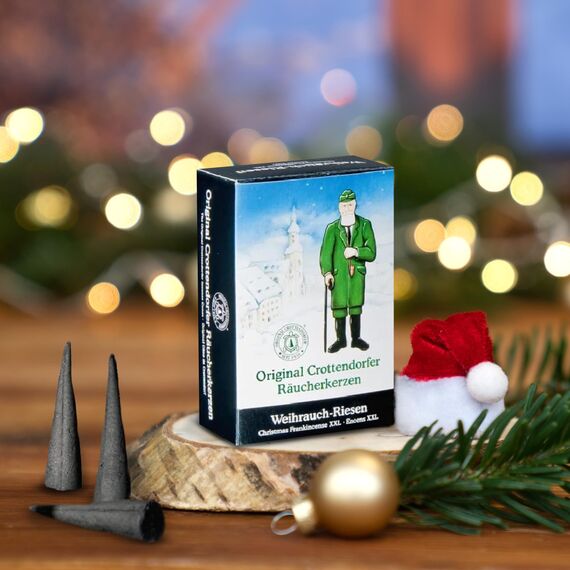 Crottendorfer Räucherkerzen Weihrauch-Riesen XXL (1 x 20 Stück) – Kräftiger Weihrauch vermischt mit Einer exquisiten Vanillenote – Höhe 7,8cm, Ø 2cm – 45 Min. Brenndauer pro Räucherkegel