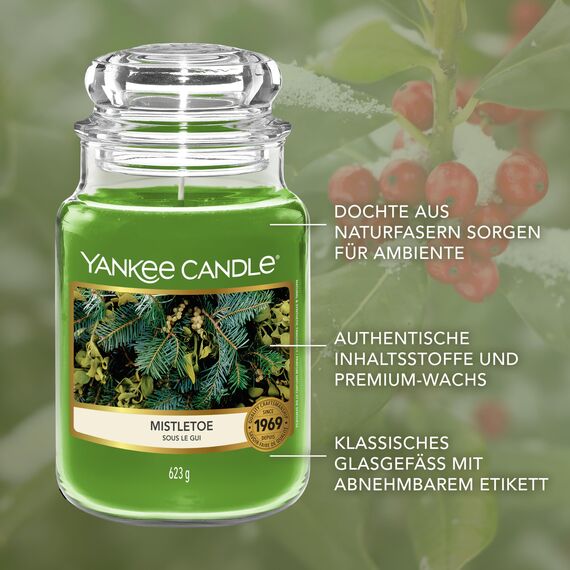 Yankee Candle Duftkerze im Glas (groß) | Mistletoe | Kerze mit langer Brenndauer bis zu 150 Stunden | Perfekte Weihnachtsgeschenke für Frauen