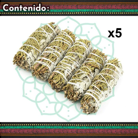 MUT22 5 Salbei und Wacholder 10 cm Premium Kalifornischer, 100% natürlich und reinigend, ideal für spirituelle und energetische Rituale