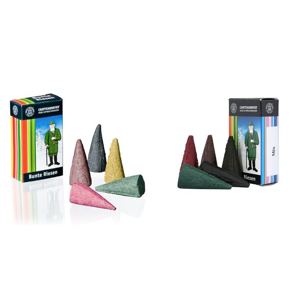 Original Crottendorfer Räucherkerzen - Riesen 5 Stück - Größe XL - 2er Set aus Bunte Mischung und Mix - Made in Germany