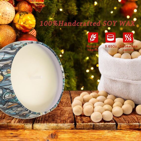 Duftkerze Weihnachten Geschenk, 12 Stück Natürliches Sojawachs Aromatherapie Groß Kerzen, 240 Stunden Brenndauer, Geschenk für Frauen, für Stressabbau und Entspannung des Körpers für Frauen