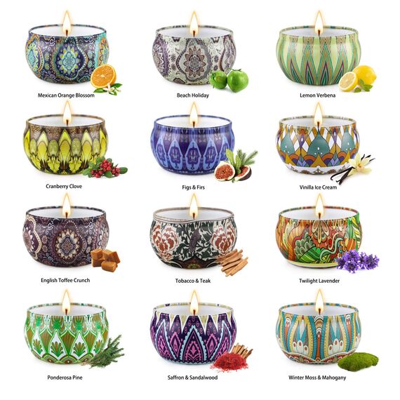 Duftkerzen Geschenk Set Für Frauen, Aromatherapie Kerzen Für Zuhause 12 Stück Sojawachs Glas Kerzen Muttertags Geburtstags Stressabbau Geschenke