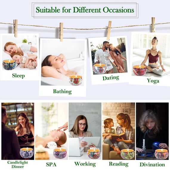 Duftkerzen Geschenke für Frauen 9 St, Duftkerzen Geschenkset Aromatherapie Kerzen Set Natürliches Sojawachs Kerze Gift zum Geburtstag Valentinstag Neujahr Muttertag für Garten Bad Yoga, 2,5 OZ/ST