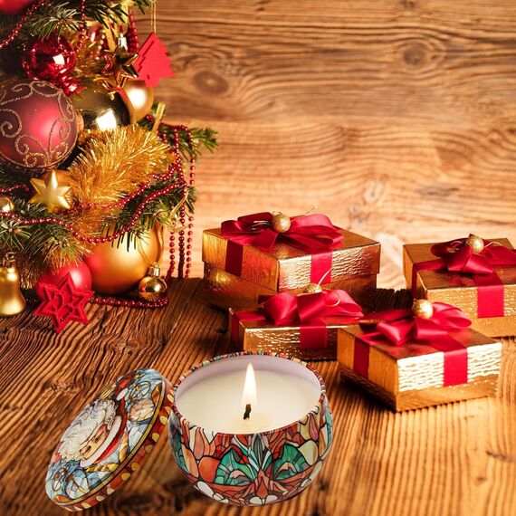 Duftkerze Weihnachten Geschenk, 12 Stück Natürliches Sojawachs Aromatherapie Groß Kerzen, 240 Stunden Brenndauer, Geschenk für Frauen, für Stressabbau und Entspannung des Körpers für Frauen