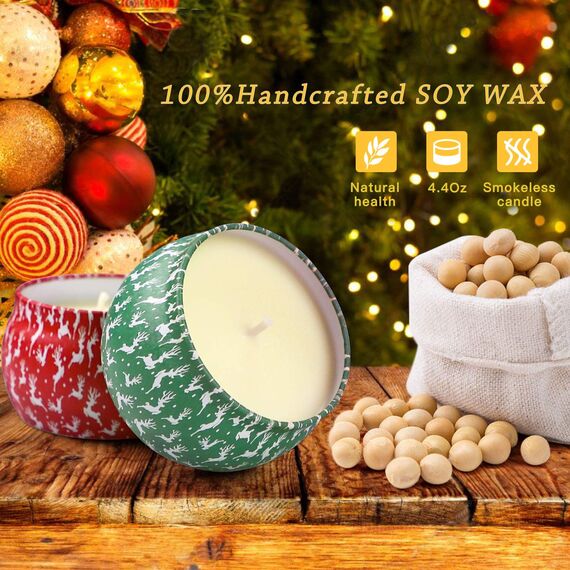Yinuo Candle DuftKerzen Weihnachten Geschenkset für Frauen, 4 Pack SojaWachs-Kerze Stress Relief, 30-Stunden-Dauer, Frauen Geschenke zu Weihnachten, Lavendel