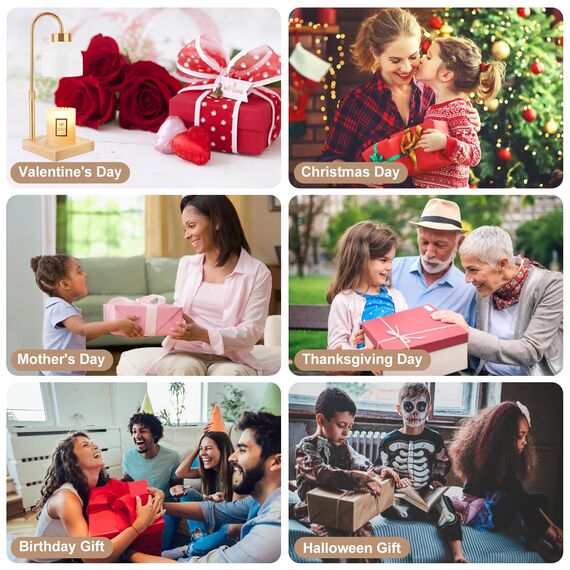 T-SUN Kerzenwärmer Lampe, Candle Warmer Lamp, Duftlampe Wachswärmer mit Timer, Dimmbare Elektrischer Kerzenwärmer Lampe, Höhenverstellbar Kerzenwärmer für Yoga, Zuhause, Schlafzimmer, Dekoration(Weiß)