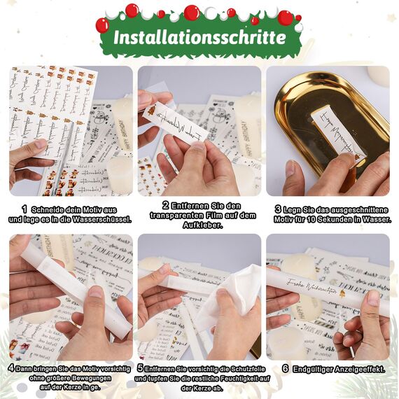 ALLAVA 6 Blatt Kerzentattoos Herbst, Herbst Kerzen, Rub On Sticker Herbst, Herbst Dekoration, Sticker Herbstdeko für Kinder zum Basteln, DIY Kerzen Geschenk, Kerzen Dekorieren (19x14, Herbst C)