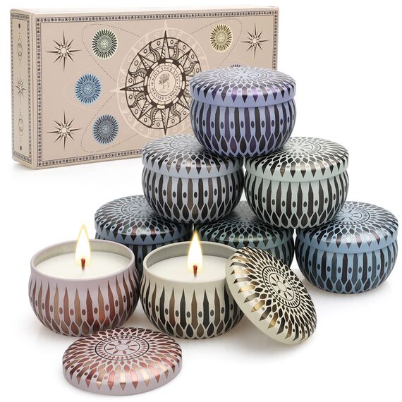 8 Stück Duftkerzen Geschenkset für Frauen, Duftkerze Set Aroma Kerzen, 2.5OZ Natürliches Sojawachs Aromatherapie Kerzen Geschenkset, für Weihnachten Mutter Bad Geburtstag Yoga Jahrestag Frau