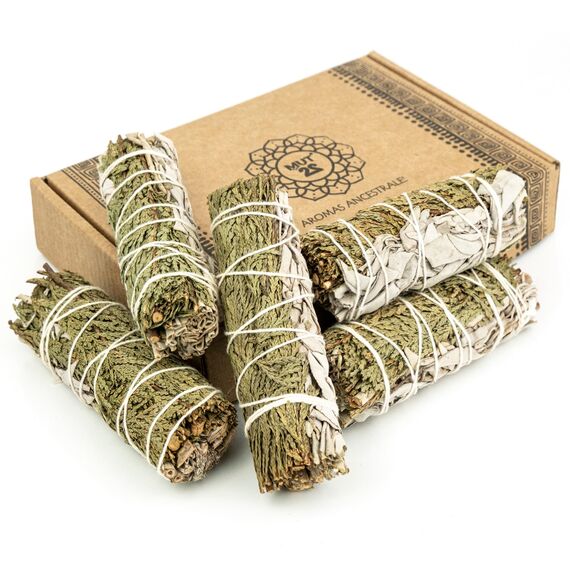 MUT22 5 Salbei und Zeder 10 cm Premium Kalifornischer, 100% natürlich und reinigend, ideal für spirituelle und energetische Rituale
