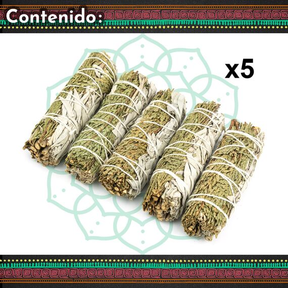 MUT22 5 Salbei und Zeder 10 cm Premium Kalifornischer, 100% natürlich und reinigend, ideal für spirituelle und energetische Rituale