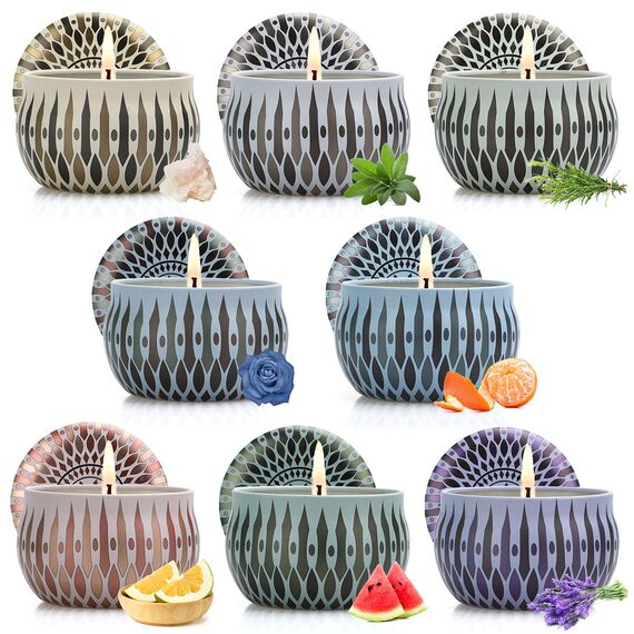 8 Stück Duftkerzen Geschenkset für Frauen, Duftkerze Set Aroma Kerzen, 2.5OZ Natürliches Sojawachs Aromatherapie Kerzen Geschenkset, für Weihnachten Mutter Bad Geburtstag Yoga Jahrestag Frau
