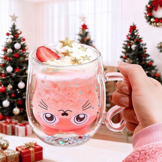 JORTINE Geburtstagsgeschenk für Frauen, Geschenke für Frauen mit Katzentasse, Geschenk Freundin Geburtstag Valentinstag, Positive Katze Geschenke für Frau Kinder Mama, Geschenk für Katzenliebhaber