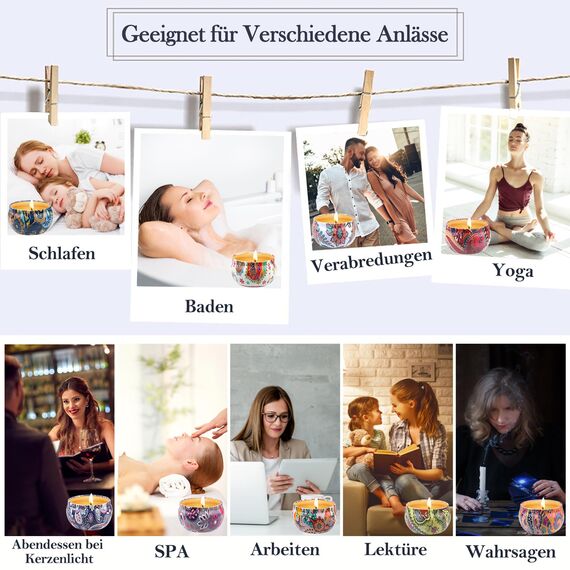 Duftkerzen Geschenke für Frauen, 16 St Duftkerzen Geschenkset Aromatherapy Natürliches Sojawachs Düft Kerze Set 320 Std Langer Brenndauer Mit Grußkarte für Parteien Geburtstag Muttertag, 2,5 OZ/ST