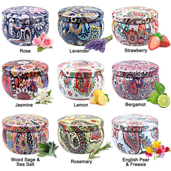 Duftkerzen Geschenke für Frauen 9 St, Duftkerzen Geschenkset Aromatherapie Kerzen Set Natürliches Sojawachs Kerze Gift zum Geburtstag Valentinstag Neujahr Muttertag für Garten Bad Yoga, 2,5 OZ/ST