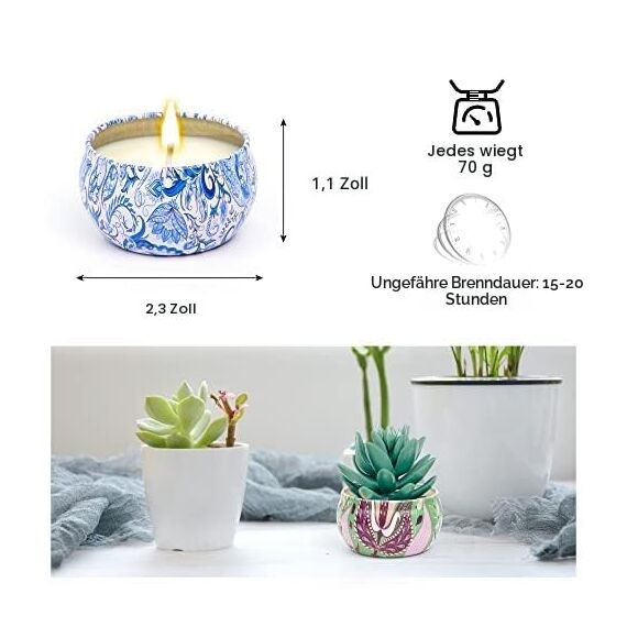 12 Stück Duftkerzen Kerzen, Geschenk set für Frauen, Natürliches Sojawachskerzen-Geschenkset für Weihnachten, Valentinstag, Jubiläum, Muttertag