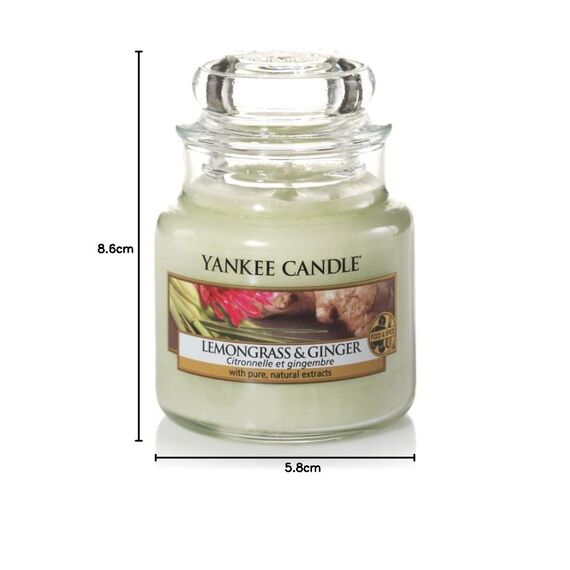 Yankee Candle Duftkerze im Glas (klein) | Lemongrass & Ginger | Brenndauer bis zu 30 Stunden