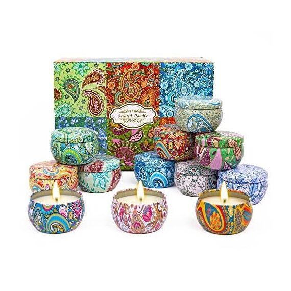 12 Stück Duftkerzen Kerzen, Geschenk set für Frauen, Natürliches Sojawachskerzen-Geschenkset für Weihnachten, Valentinstag, Jubiläum, Muttertag