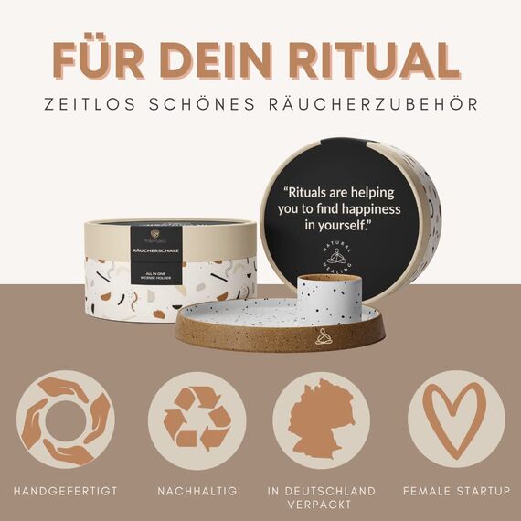 [HOCHWERTIGE] Räucherschale für jedes Räucherwerk, Räucherstäbchen, Palo Santo, Weißer Salbei I Räucherschale I PALO Santo UND Salbei SIND Nicht ENTHALTEN