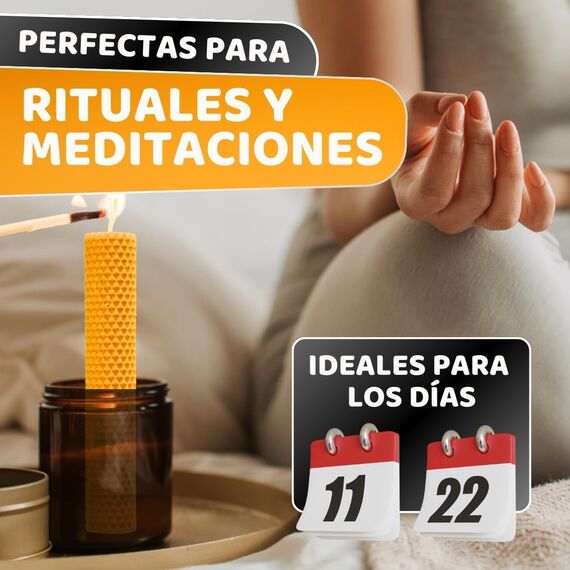 DECEVI Bienenwachskerzen Honigwabe – 8 Stück – 100% Natürliches spanisches Bienenwachs – Handgefertigt & Ohne Paraffin – Nachhaltige Kerzen für Zuhause (3 Stück, 20 cm x 3,5 cm)