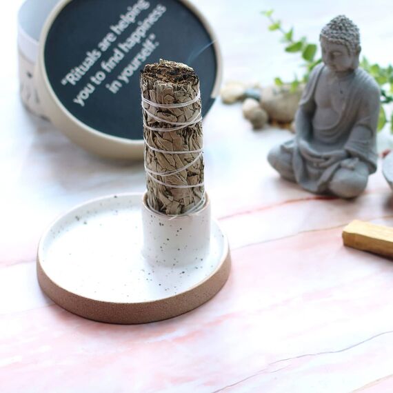 [HOCHWERTIGE] Räucherschale für jedes Räucherwerk, Räucherstäbchen, Palo Santo, Weißer Salbei I Räucherschale I PALO Santo UND Salbei SIND Nicht ENTHALTEN