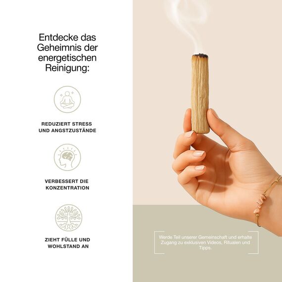 BESOULS Premium Räucherset Hausreinigung: 1 Weißer Salbei zum Räuchern 4-6 Palo Santo Räucherholz aus Peru 1 Selenit Geschenkarmband spirituelle Geschenke weißer Salbei räuchern White sage