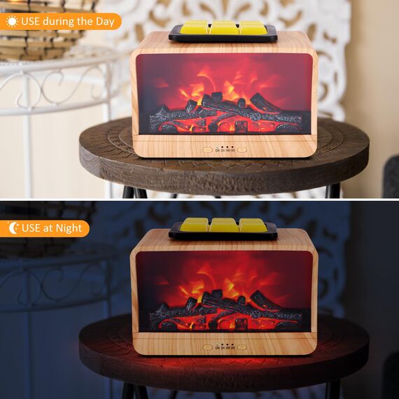 Duftlampe Elektrisch,Kamin Duftlampe für Wachs,Dynamische Flamme Elektrische Duftlampen mit 4 Timer & 3 Helligkeit,Duft Wärmer Nachtlicht,Duftwachs Lampe Elektrisch für Heim Büro Geschenke Dekoration