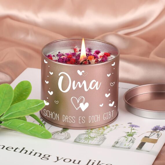 PRSTENLY Oma Geschenk, 9OZ Stumpenkerzen Mit Spruch - OMA, SCHÖN DASS ES DICH GIBT, Geschenke Für Oma zum Geburtstag Muttertag Ostern, Oma Muttertagsgeschenke Geburtstagsgeschenk Von Enkel