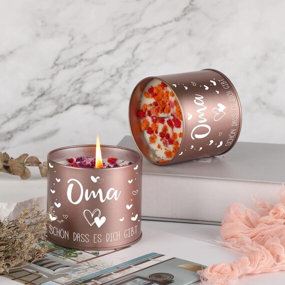 PRSTENLY Oma Geschenk, 9OZ Stumpenkerzen Mit Spruch - OMA, SCHÖN DASS ES DICH GIBT, Geschenke Für Oma zum Geburtstag Muttertag Ostern, Oma Muttertagsgeschenke Geburtstagsgeschenk Von Enkel