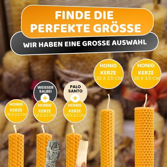 DECEVI Bienenwachskerzen Honigwabe – 16 Stück – 100% Natürliches spanisches Bienenwachs – Handgefertigt & Ohne Paraffin – Nachhaltige Kerzen für Zuhause (16 Stück, 10 cm x 2,2 cm)