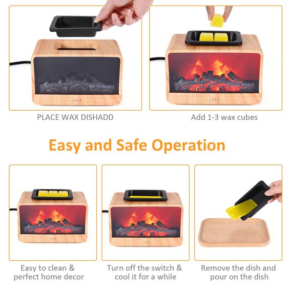 Duftlampe Elektrisch,Kamin Duftlampe für Wachs,Dynamische Flamme Elektrische Duftlampen mit 4 Timer & 3 Helligkeit,Duft Wärmer Nachtlicht,Duftwachs Lampe Elektrisch für Heim Büro Geschenke Dekoration