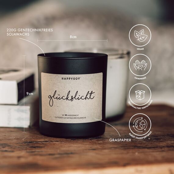 HAPPYSOY Duftkerze im Glas mit Spruch - besondere Kerzen - handgemacht und nachhaltig - Sojawachs