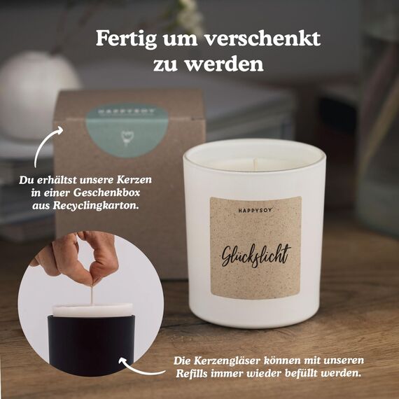 Geschenke für Frauen - Duftkerze mit Spruch - Dankeschön, im Glas, Geschenk Freundin, Geschenkideen - Handgemachte Kerze - Sojawachs - Weiß