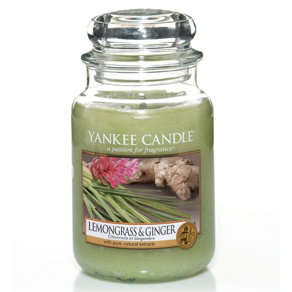Yankee Candle Duftkerze im Glas (groß) | Lemongrass & Ginger | Brenndauer bis zu 150 Stunden