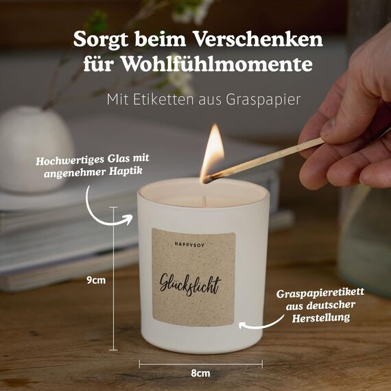 Geschenke für Frauen - Duftkerze mit Spruch - Dankeschön, im Glas, Geschenk Freundin, Geschenkideen - Handgemachte Kerze - Sojawachs - Weiß