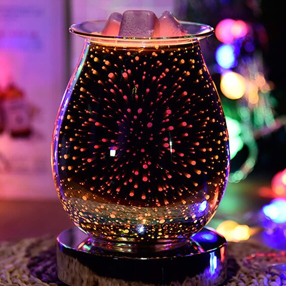 Wowlela Duftlampe Wachs 3D Glas Elektrische Duftlampe für Wachs Energie Sparen Elektrisch Teelicht Duftöl Lampe für Home Office Schlafzimmer Geschenke