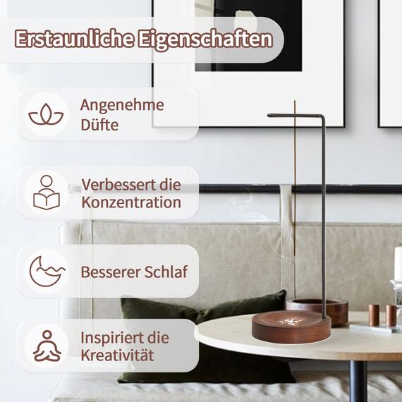 qingmeng Räucherstäbchen Halter, 5-in-1 Incense Holder, Räucherstäbchenhalter Holz Incense Burner Räucherstäbchen Halterung Räuchergefäß Weihrauchbrenner für Räucherkegel Meditation Zubehör