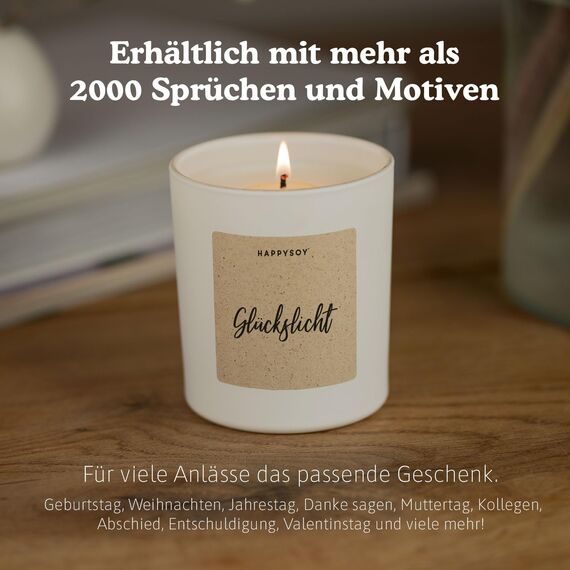 Geschenke für Frauen - Duftkerze mit Spruch - Dankeschön, im Glas, Geschenk Freundin, Geschenkideen - Handgemachte Kerze - Sojawachs - Weiß