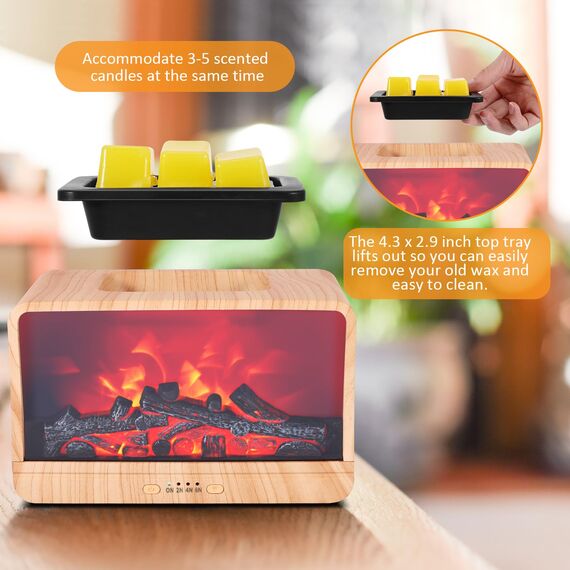 Duftlampe Elektrisch,Kamin Duftlampe für Wachs,Dynamische Flamme Elektrische Duftlampen mit 4 Timer & 3 Helligkeit,Duft Wärmer Nachtlicht,Duftwachs Lampe Elektrisch für Heim Büro Geschenke Dekoration