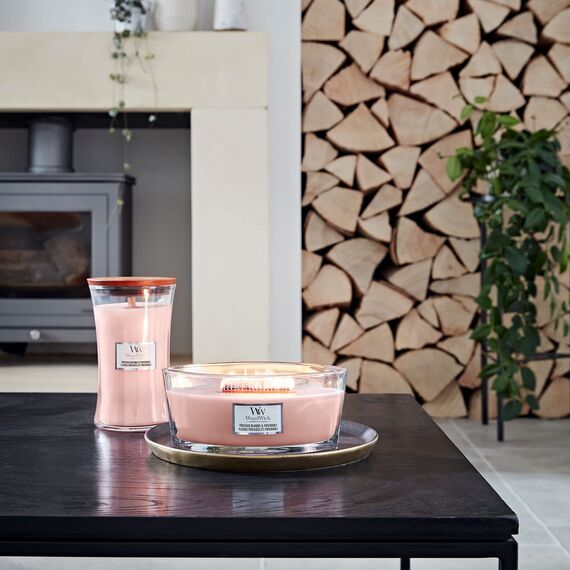 WoodWick ellipsenförmige Duftkerze mit knisterndem Docht | Pressed Blooms & Patchouli | Brenndauer bis zu 50 Stunden