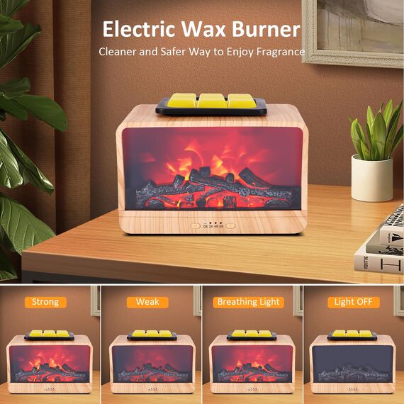 Duftlampe Elektrisch,Kamin Duftlampe für Wachs,Dynamische Flamme Elektrische Duftlampen mit 4 Timer & 3 Helligkeit,Duft Wärmer Nachtlicht,Duftwachs Lampe Elektrisch für Heim Büro Geschenke Dekoration