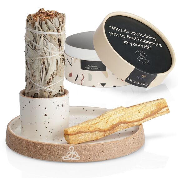 [HOCHWERTIGE] Räucherschale für jedes Räucherwerk, Räucherstäbchen, Palo Santo, Weißer Salbei I Räucherschale I PALO Santo UND Salbei SIND Nicht ENTHALTEN