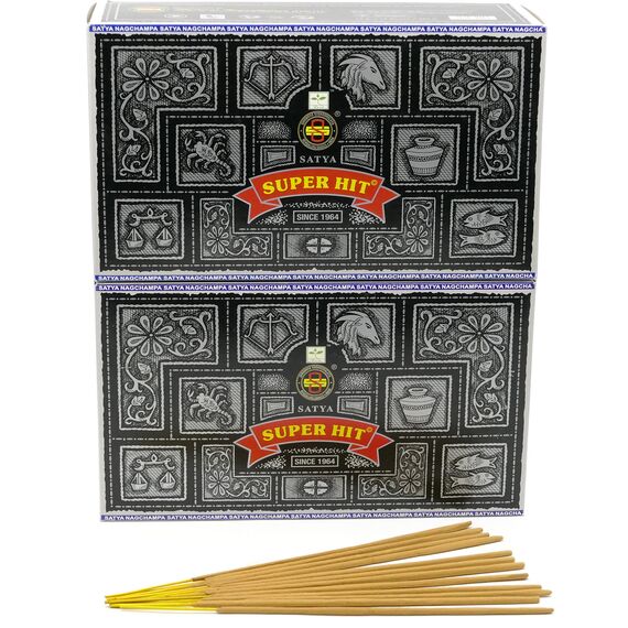 Satya Shrinivas Sugandhalaya Super Hit Indische Parfüm-Räucherstäbchen Schwarz, 24er-Pack