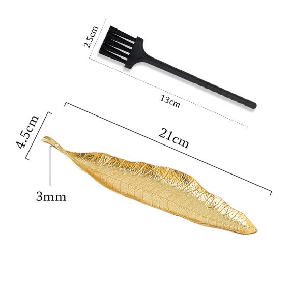 LLMtn 3-teiliges Set, bestehend aus 2 blattförmigen Räuchergefäßen aus Metall und 1 Aschebürste (Kupfer x1 Gold x1)