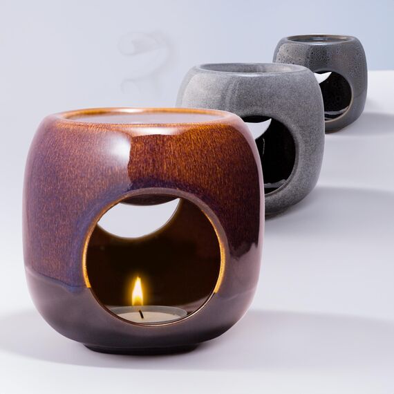 Kaloogo Sabai Scent Pure Duftlampe Keramik für ätherische Öle – minimalistisches Duftlicht – perfekte Wärmeabgabe – hochwertige Duftlampe Teelicht – für Duftwachs und Duftöl – Aromalampe (Aschgrau)