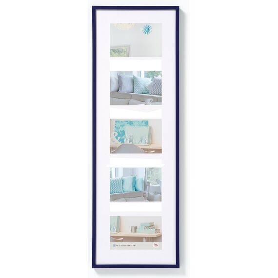 walther design Bilderrahmen blau 5X 10x15 cm Galerie mit Passepartout, New Lifestyle Kunststoffrahmen KV515L