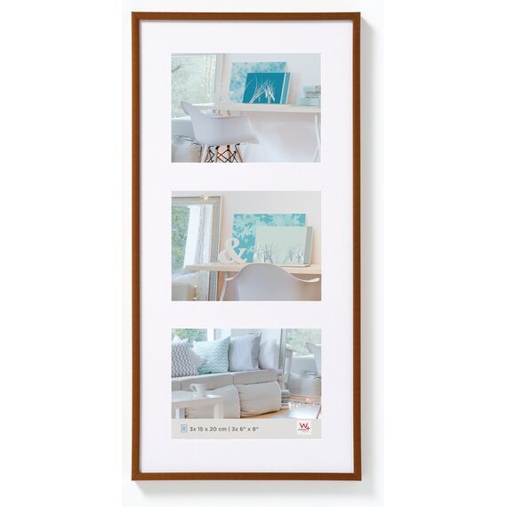 walther design Bilderrahmen bronze 3x 13x18 cm Galerie mit Passepartout, New Lifestyle Kunststoffrahmen KV338J