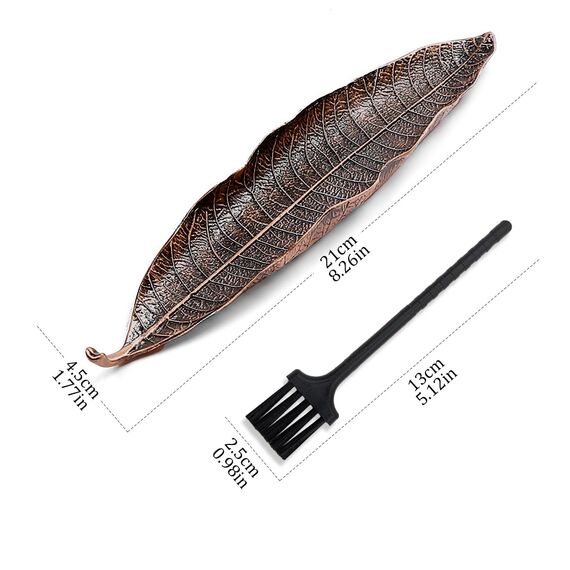 LLMtn 2 Stück Bronze Räucherstäbchenhalter Metall Blätter, Räucherstäbchenbrenner Ash Catcher,Asche Geeignet für Räucherstäbchen,ideal für die Inneneinrichtung,Meditation,Yoga,Inklusive Mini-Besen
