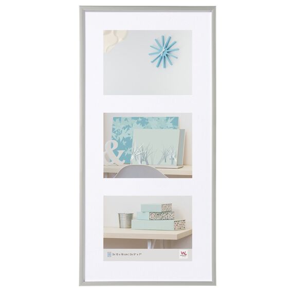walther design Bilderrahmen stahl 5X 10x15 cm Galerie mit Passepartout, New Lifestyle Kunststoffrahmen KV515D