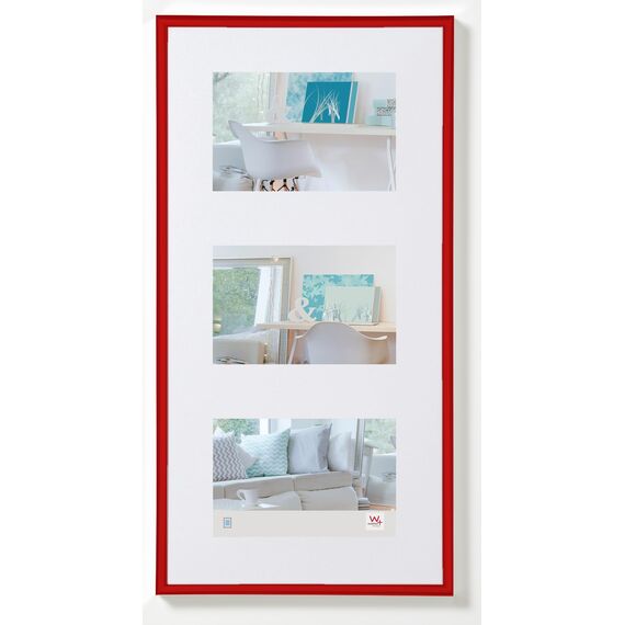 walther design Bilderrahmen rot 3x 10x15 cm Galerie mit Passepartout, New Lifestyle Kunststoffrahmen KV315R